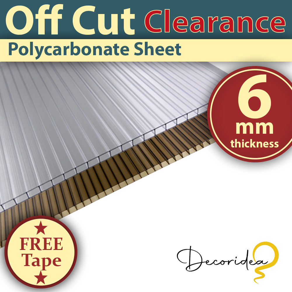 !!! OFFCUT CLEARANCE !!! 6mm Polycarbonate Greenhouse Roofing Sheets UV Protected