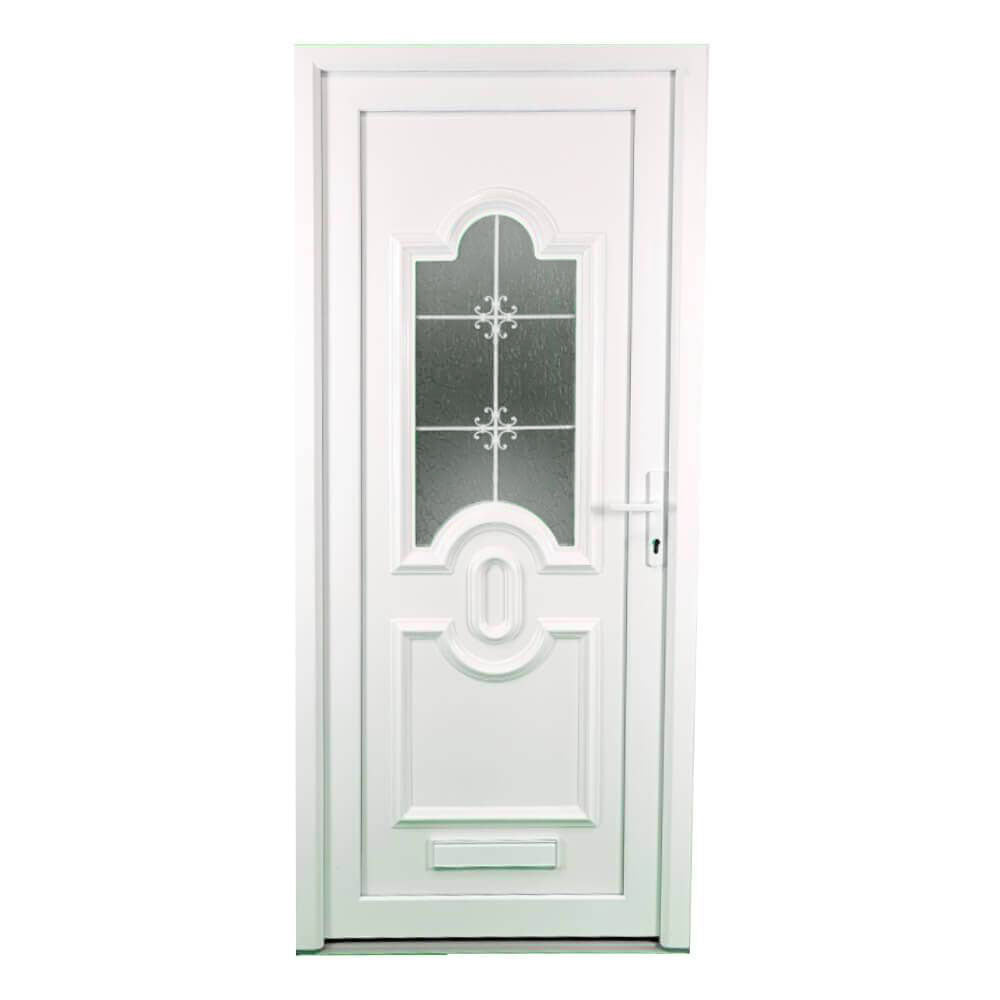 uPVC White Pre-Hung Full Front Door Set 24mm Double Glazed Right Hand Hung - (BAU 5-2 White)