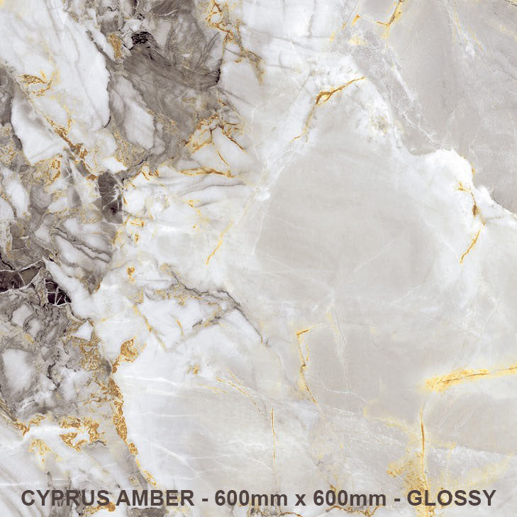 Cyprus Amber Rectified Glossy Porcelain (600mm x 600mm) Wall And Floor Tiles