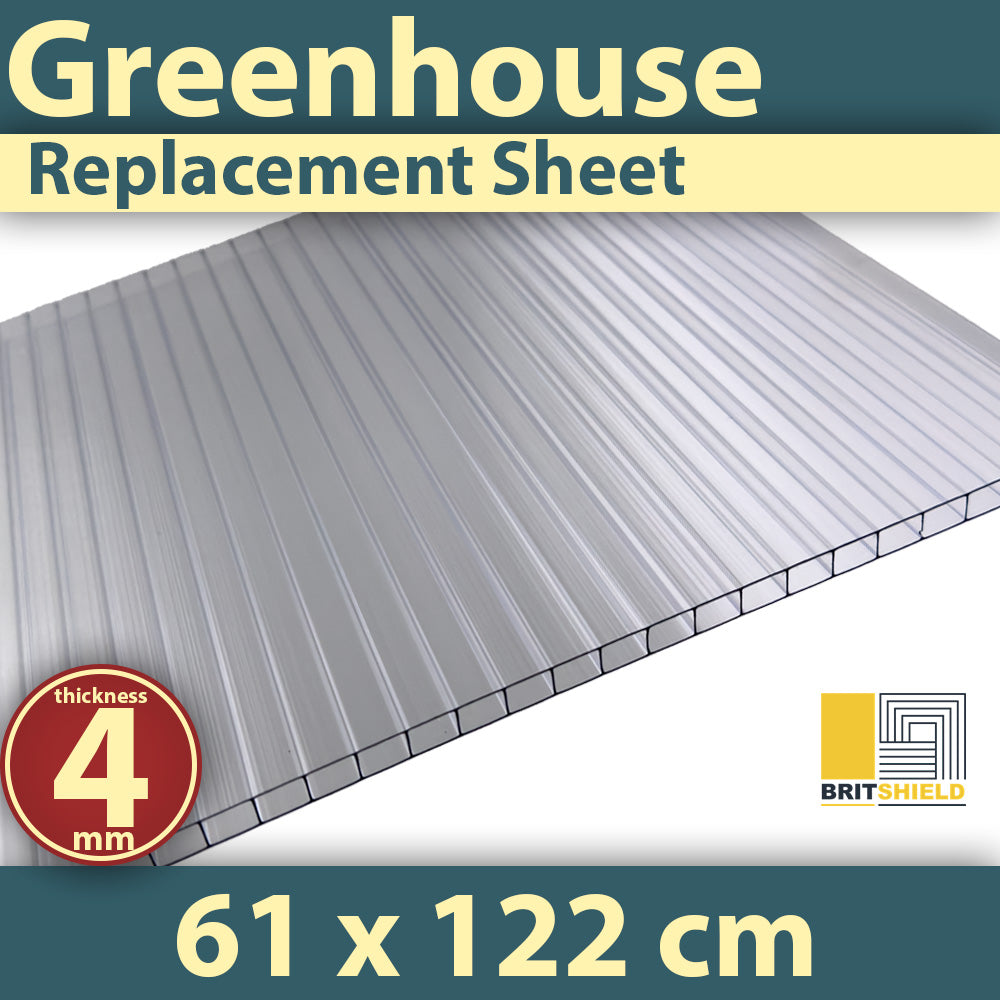 4mm Clear Polycarbonate Greenhouse Roofing Replacement Sheet (W:61cm x L:122cm)
