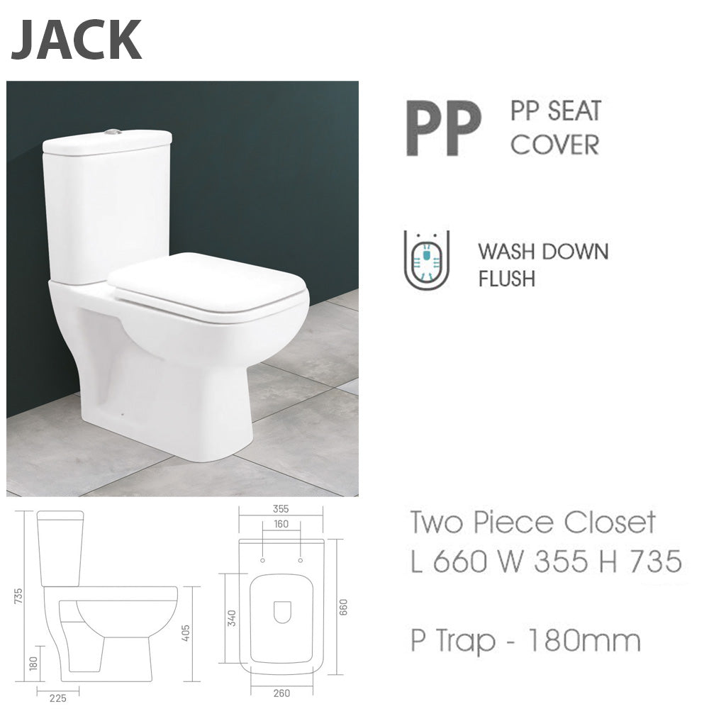 JACK White Modern Round Fully back to Wall Close Coupled Softclose Seat