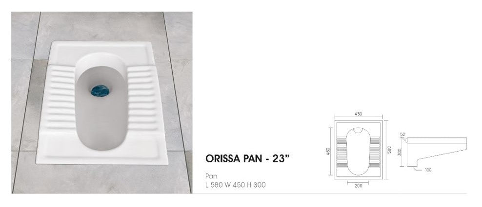 ORISSA Turkish and Asian Style White Squat Toilet Pan 23