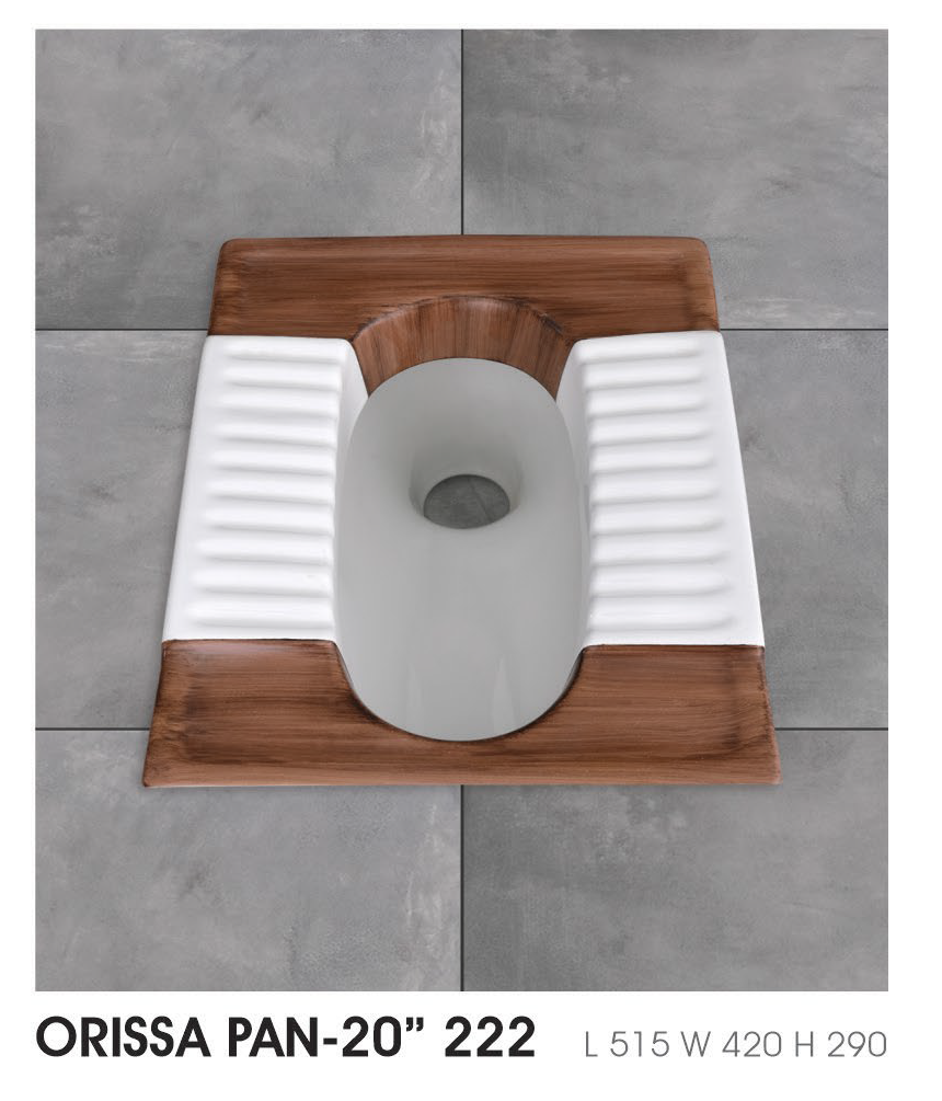 ORISSA Turkish and Asian Style Wooden Effect White Squat Toilet Pan 20