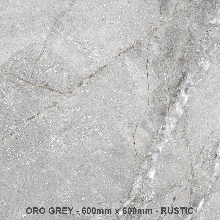 Oro Grey Rectified Rustic Porcelain (600mm x 600mm) Wall And Floor Tiles