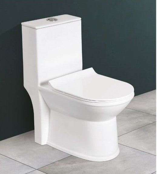 LEXUS One Piece White Modern Toilet with Soft Close Seat Rimless