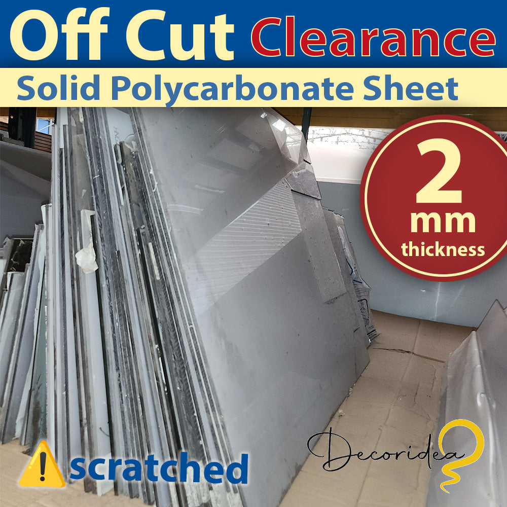 ➡️OFFCUT CLEARANCE ⬅️ 2mm Polycarbonate Solid Clear Sheet (⚠️scratched)