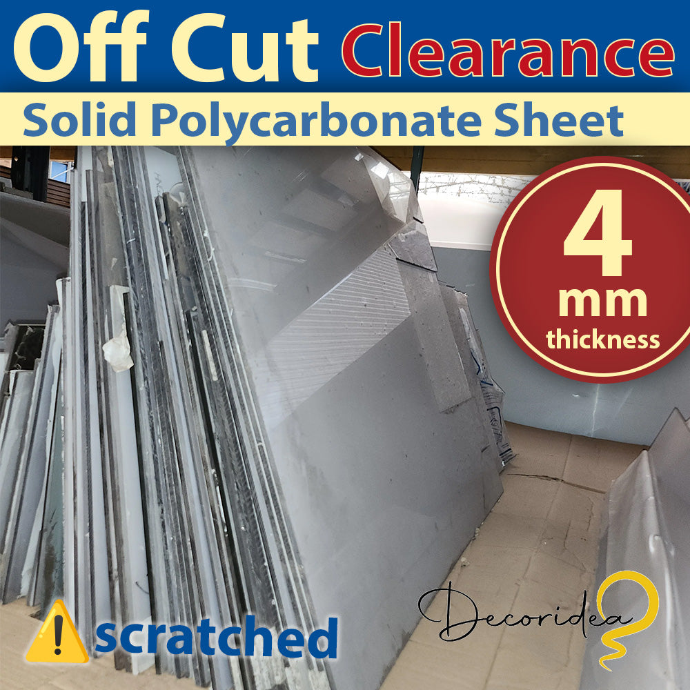 ➡️OFFCUT CLEARANCE ⬅️ 4mm Polycarbonate Solid Clear Sheet (⚠️scratched)