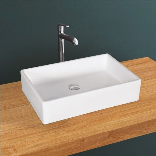 SPYKER Countertop Wash Basin for Bathroom White Rectangle 600 x 400 x 120 mm