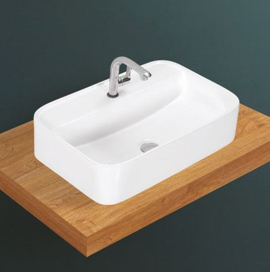 TITONIC Countertop Wash Basin for Bathroom White Rectangle 600 x 400 x 145 mm