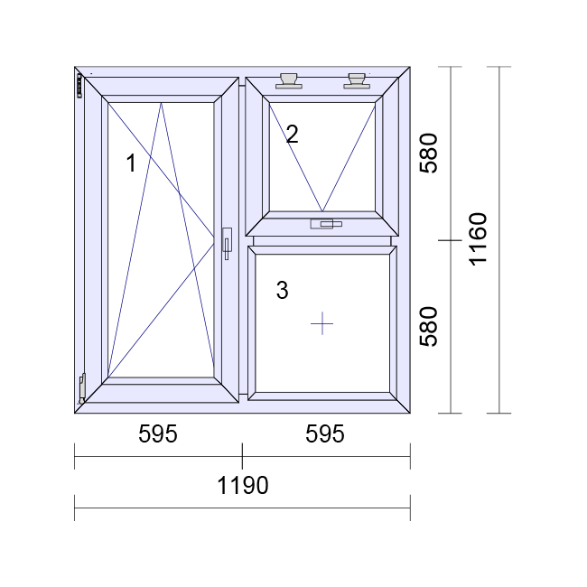 uPVC Stânga sau Dreapta și Sus Agățat și Rotire Cadru de fereastră cu geam dublu și sticlă 85 mm UK 2 Garnitură de etanșare - Dimensiuni multiple 