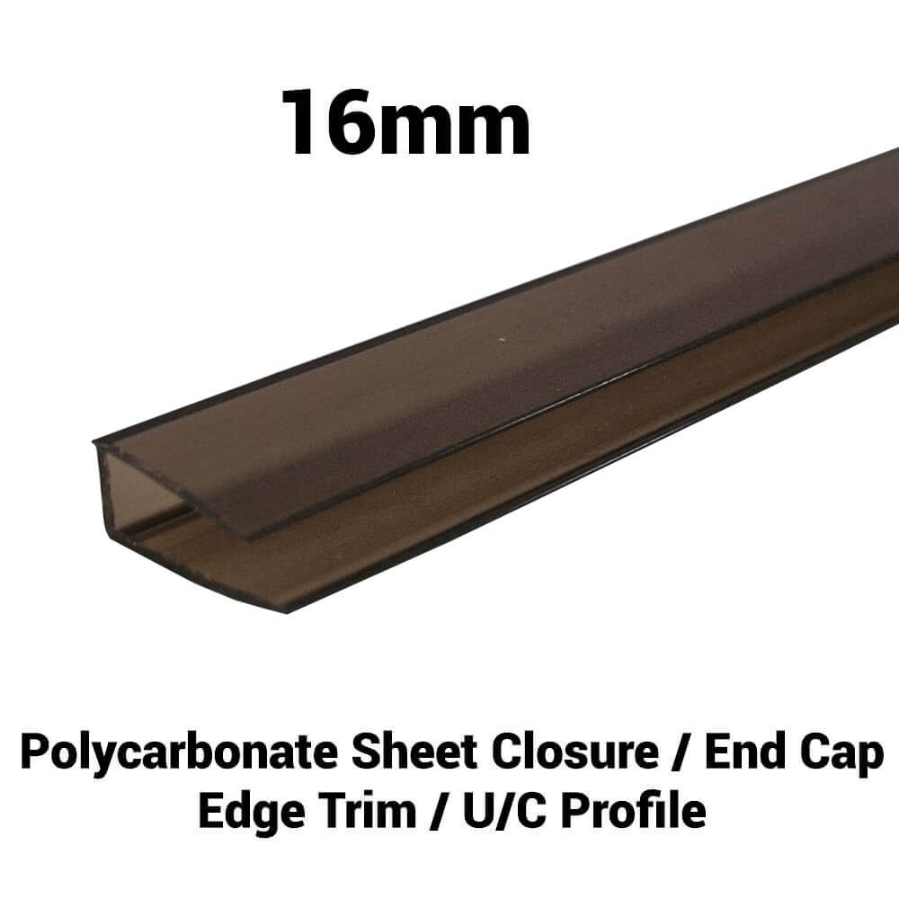 16mm Polycarbonate U Profile Bronze Various Size 10 Year Warranty