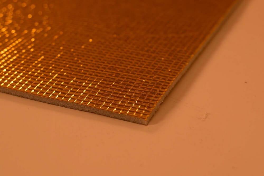 3mm Foil EPE Foam Insulation Underlay Double Sided Grid Golden Colour