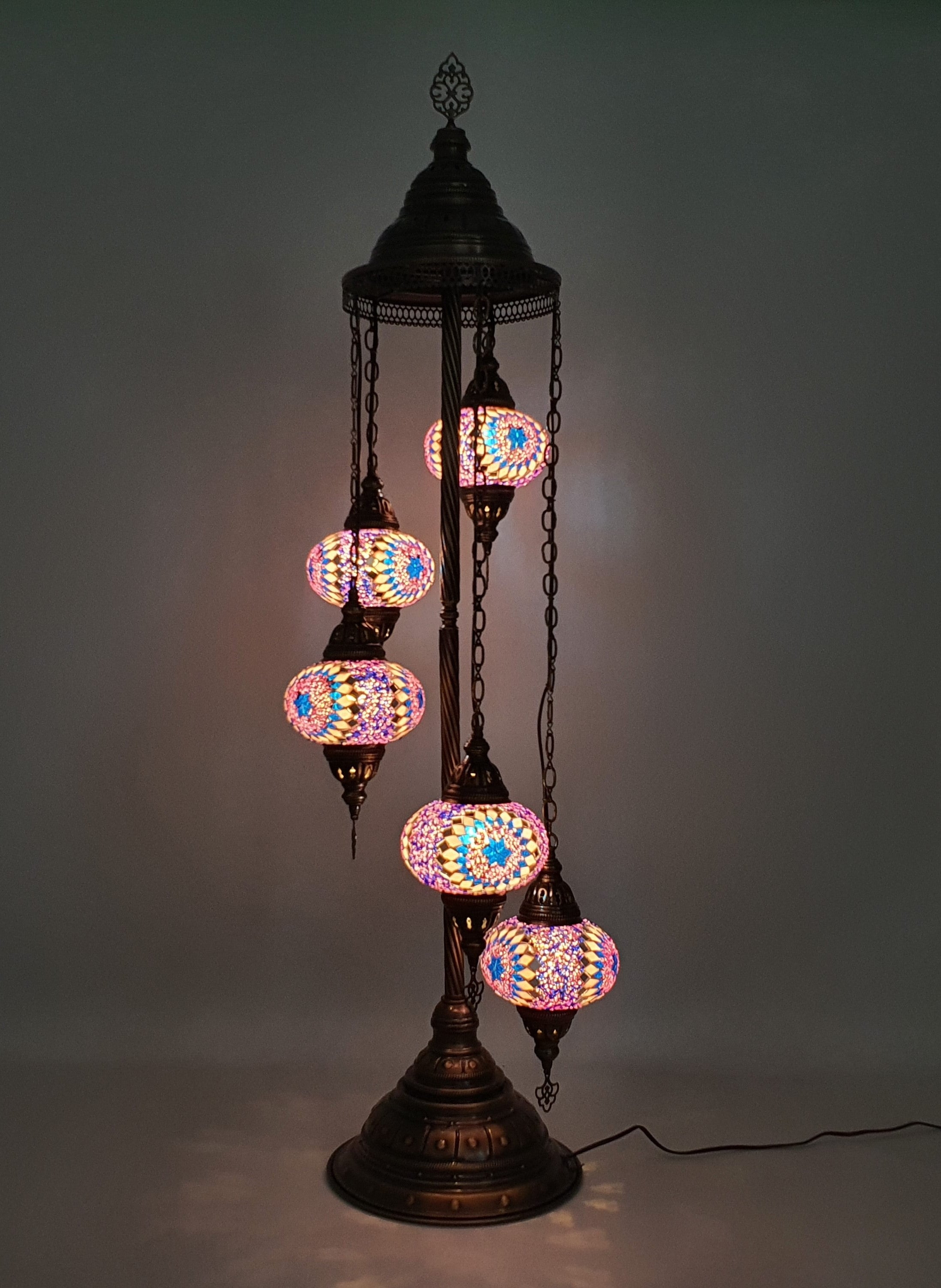 5 Globe Lilly Turecka lampa podłogowa Tiffany Mozaika LED Light