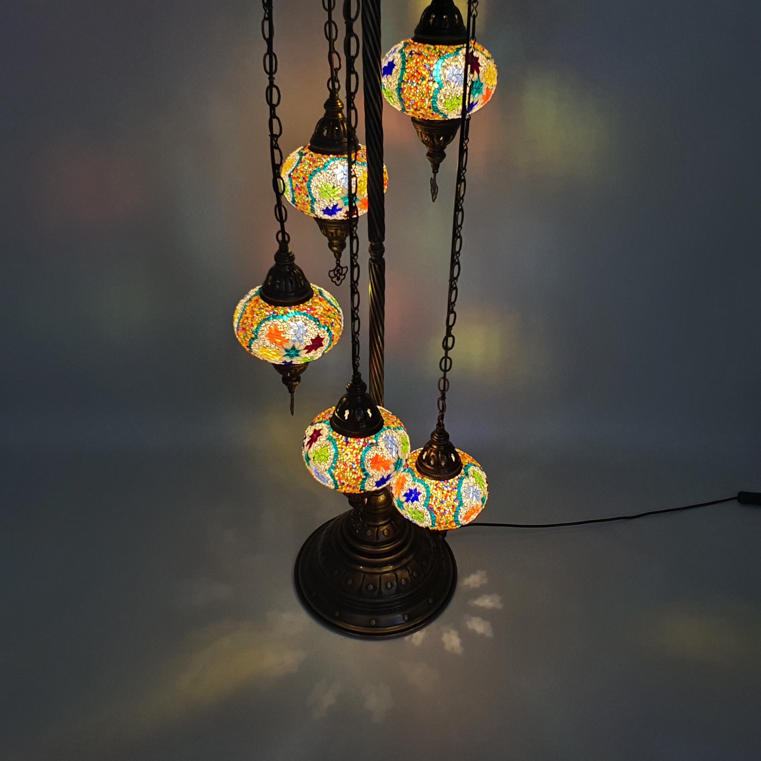 5 Globe Star Mix Turecka mozaika Tiffany Lampa podłogowa LED Light