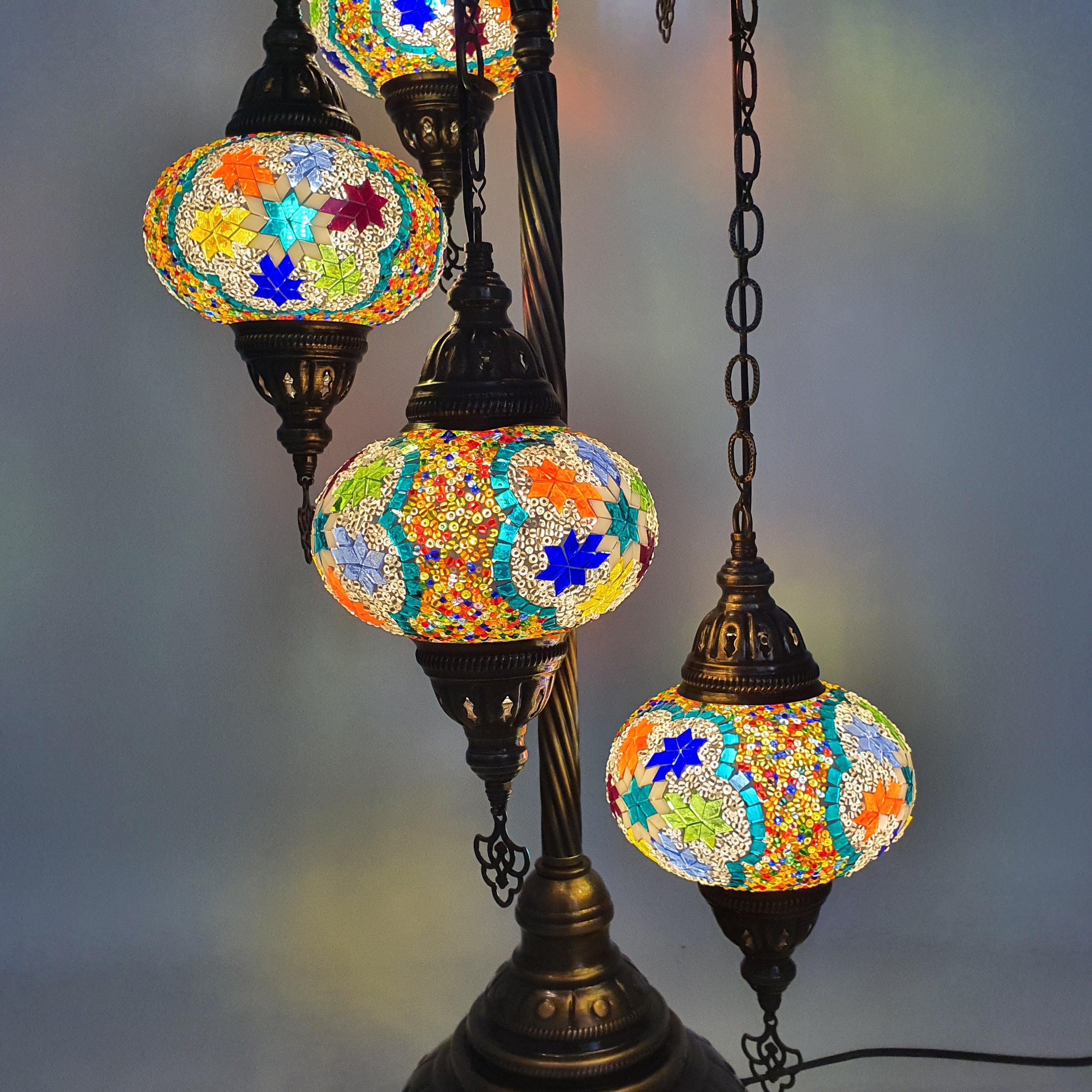 5 Globe Star Mix Turkish Tiffany Mosaic Floor Lamp LED Light