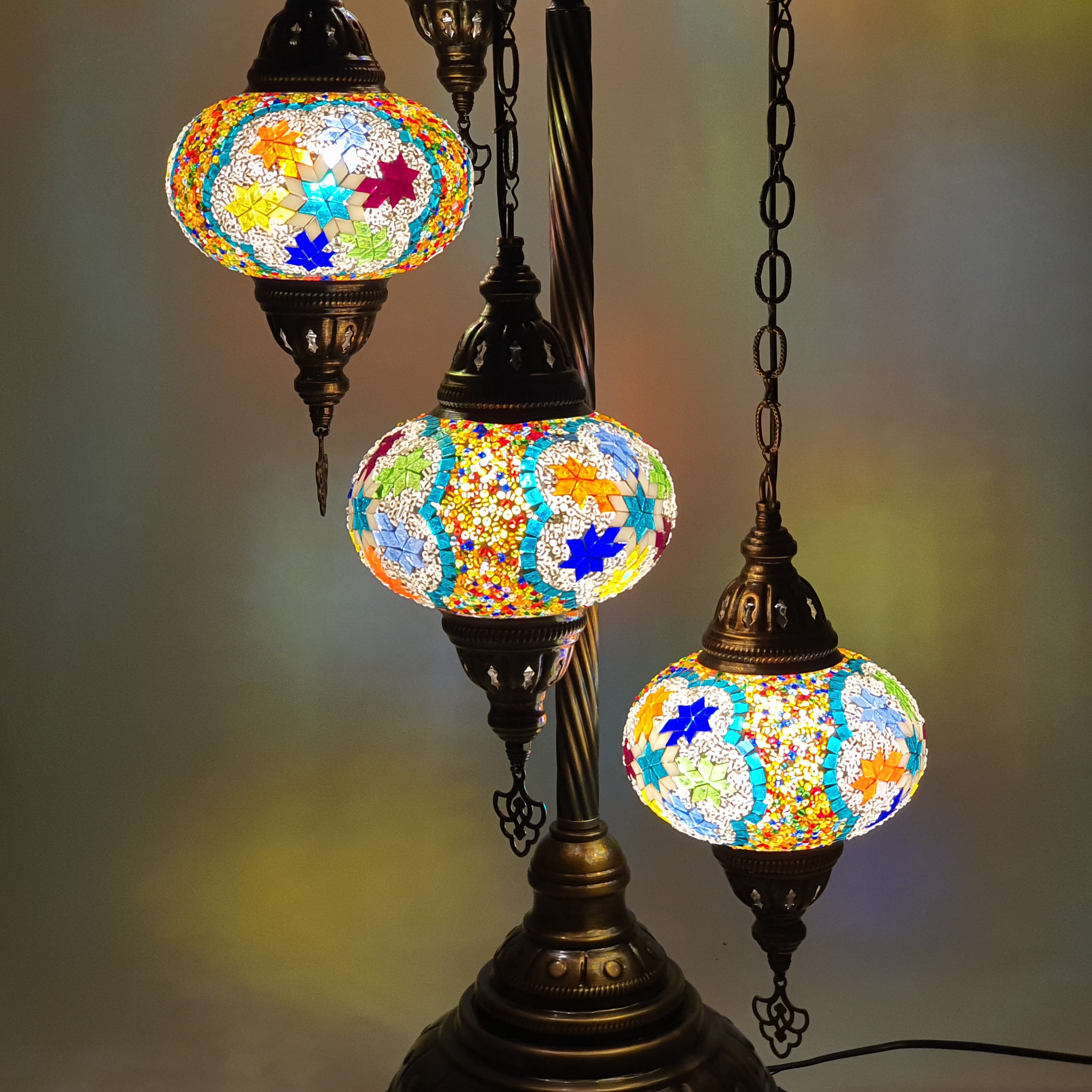 5 Globe Star Mix Turkish Tiffany Mosaic Floor Lamp LED Light