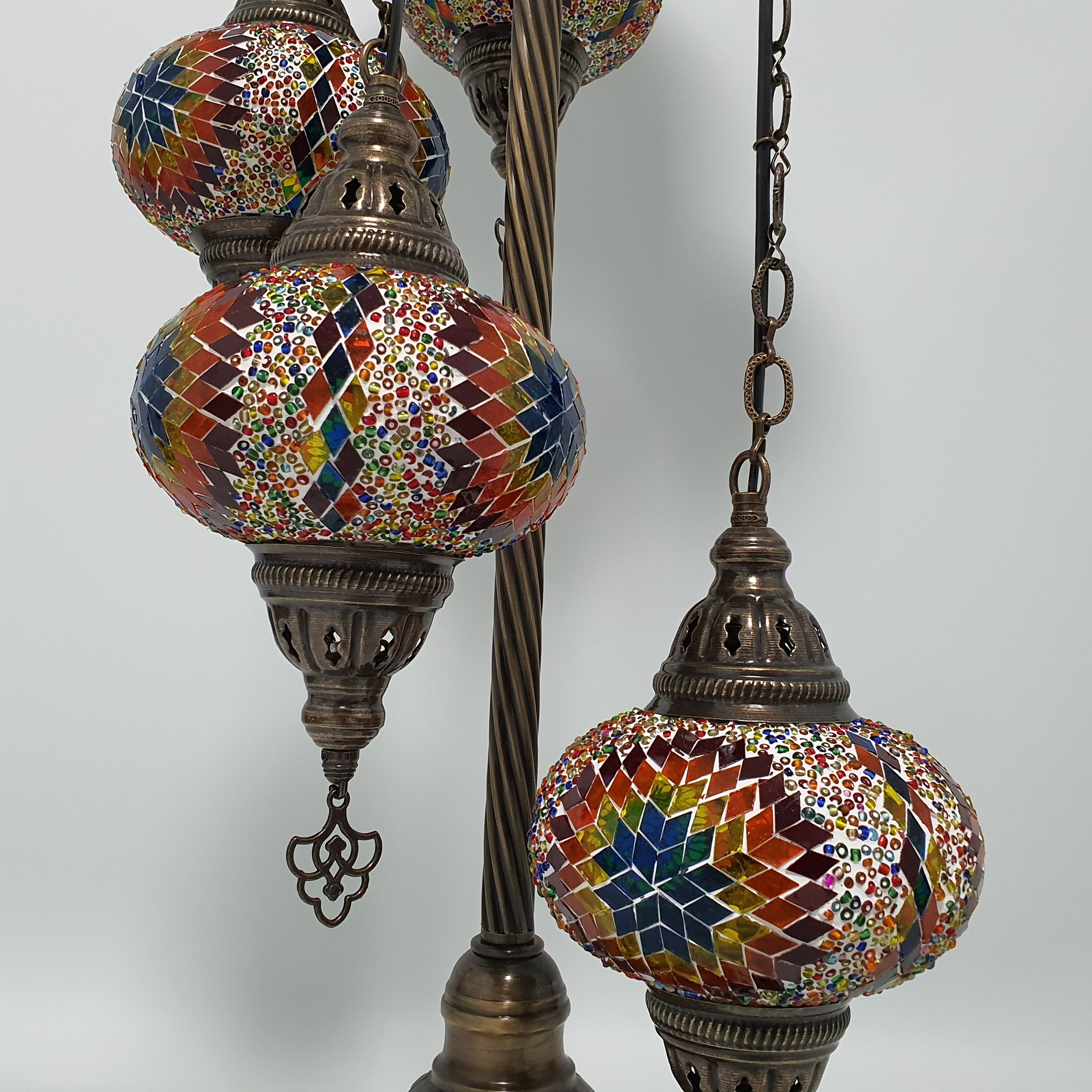 5 Globe Warm Mix Turecka lampa podłogowa Tiffany Mosaic LED Light