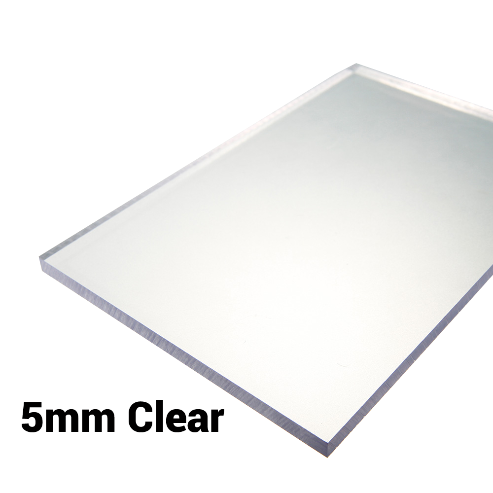 5mm Polycarbonate Solid Clear Sheet Double Sided UV Protection Various Ready Sizes