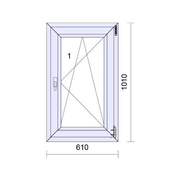 Cadru de fereastră cu geam dublu înclinat și rotit din PVC 70 mm UK 2 Garnitură de etanșare - Interior alb Exterior antracit 