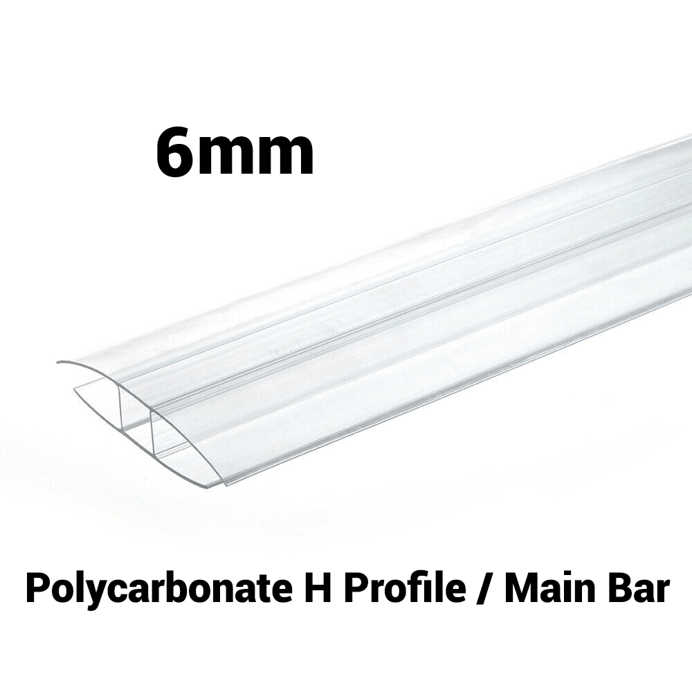 6mm Polycarbonate H Profile Clear Various Size 10 Year Warranty