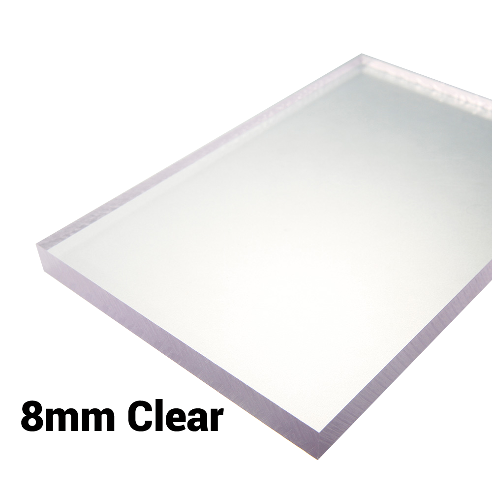 8mm Polycarbonate Solid Clear Sheet Double Sided UV Protection Various Ready Sizes