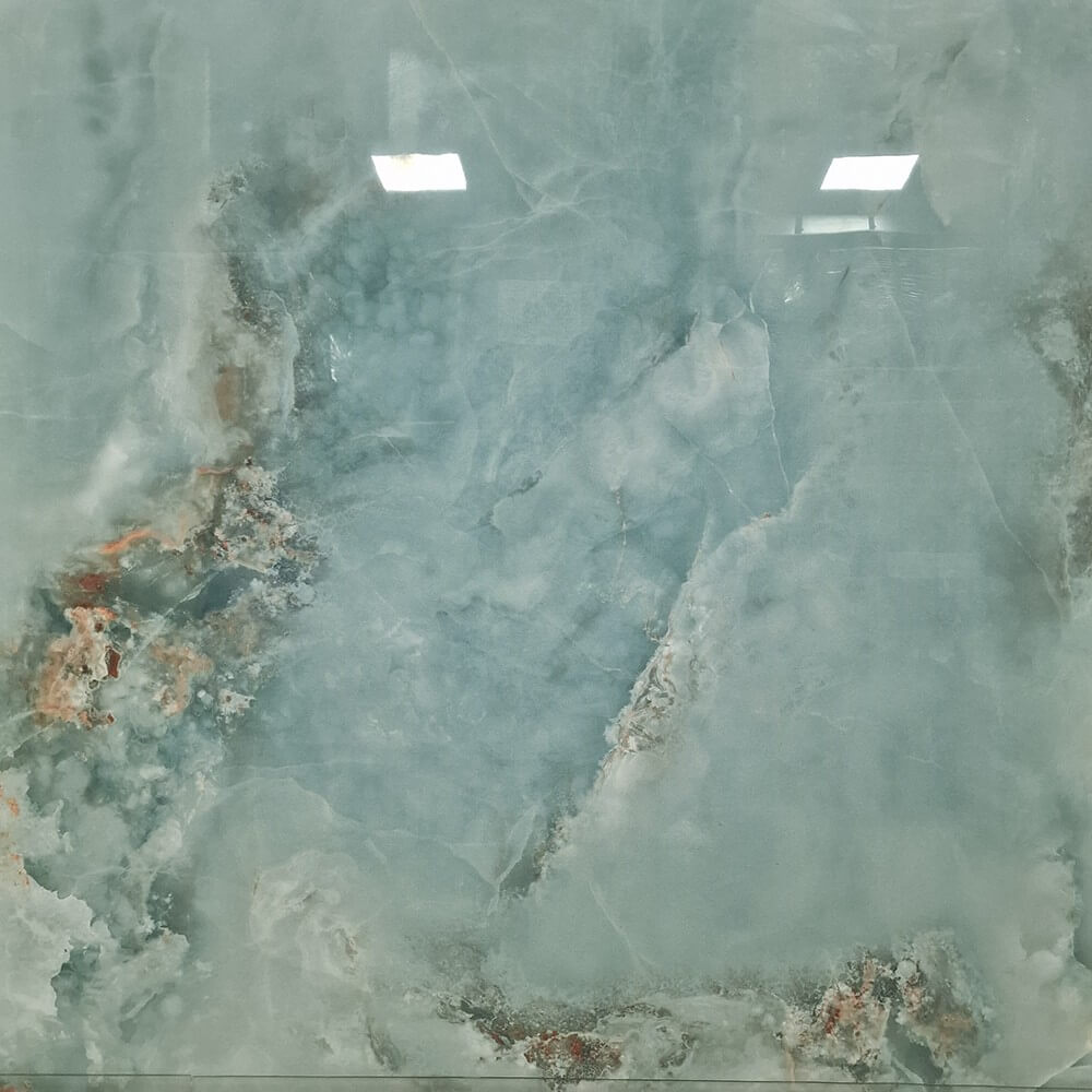Aqua Marina Rectified Glossy Stone Effect Porcelain 1000x1000mm Wall and Floor Tiles