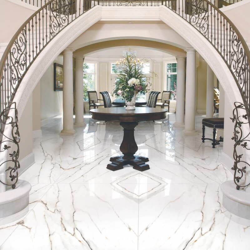 Azul Macauba Rectified Large Format Polished Stone Effect Porcelain Floor & Wall Tiles 600x1200mm