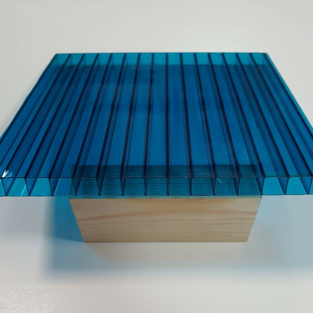 3m+ Length Collection 10mm Polycarbonate Roofing Sheet Blue Various Size 10 Year Warranty UV Protection