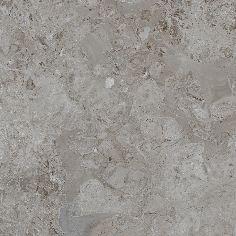 Breccia Oyster Rectified Glossy Stone Effect Porcelain 800x800mm Wall and Floor Tiles