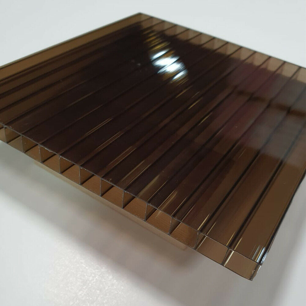3m+ Lungime Colecție 10mm Foaie de acoperiș din policarbonat Bronz Dimensiuni diferite 10 ani garanție Protecție UV
