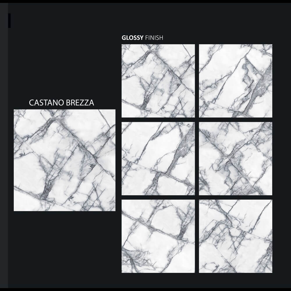 Castano Brezza Rectified Glossy Stone Effect Porcelain 800x800mm Wall and Floor Tiles