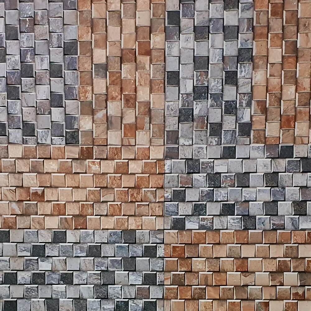 Cocoostia Cafea Maro Mozaic Cuburi Despicat Efect Ardezie 300x600mm Gresie Decorativa Porțelan Mat Rectificat