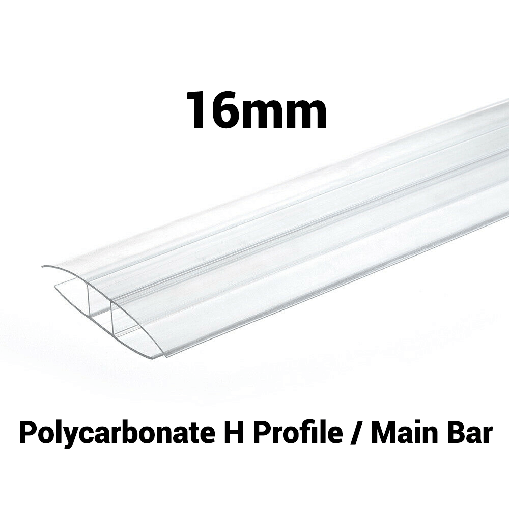 16mm Polycarbonate H Profile Clear Various Size 10 Year Warranty