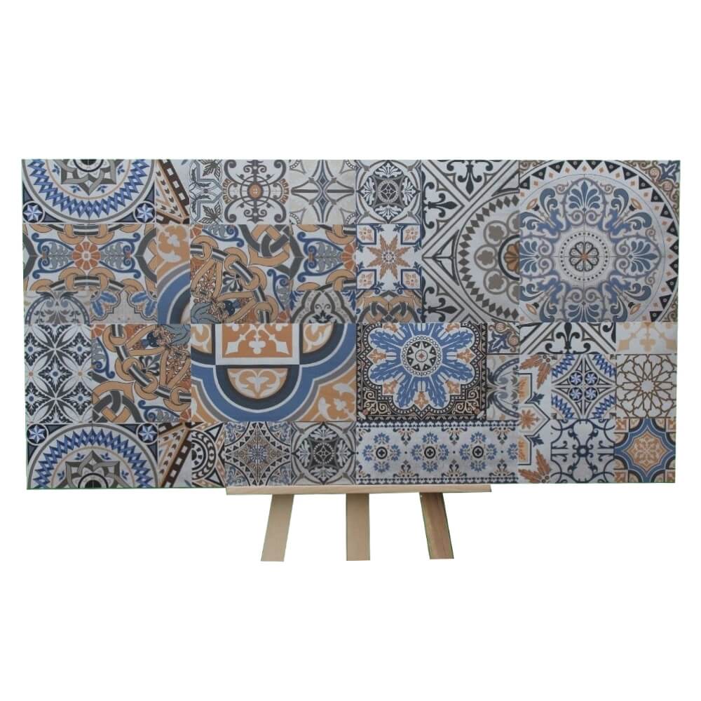 Italian Design Astoria Large Format Victorian Patchwork Moroccan Polished Porcelain Floor & Wall Tiles 600x1200mm