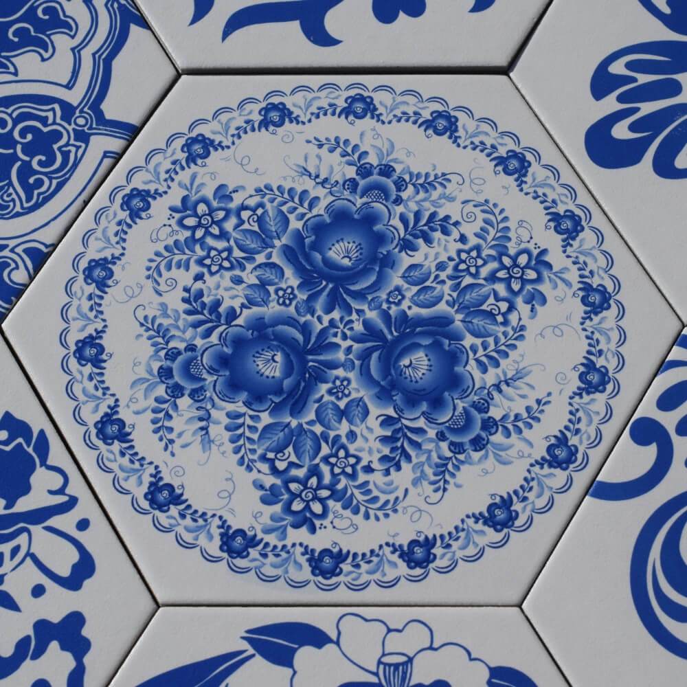 Lotus Hexagon Matt Ceramic 200x230mm Wall and Floor Tile