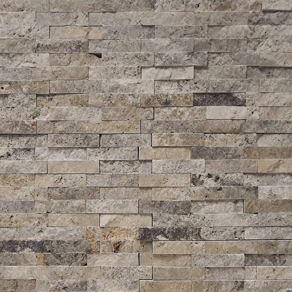 M6 Silver Romeo Travertine Split Face 300x300mm Matt Decorative Wall Tile