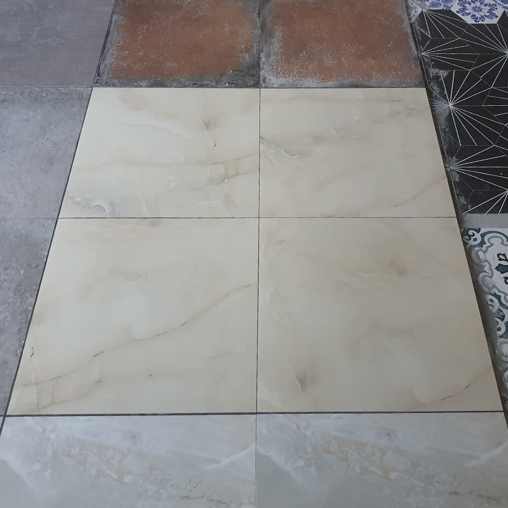 Onyx Crema Rectified Polished Porcelain 600x600mm Wall and Floor Tiles