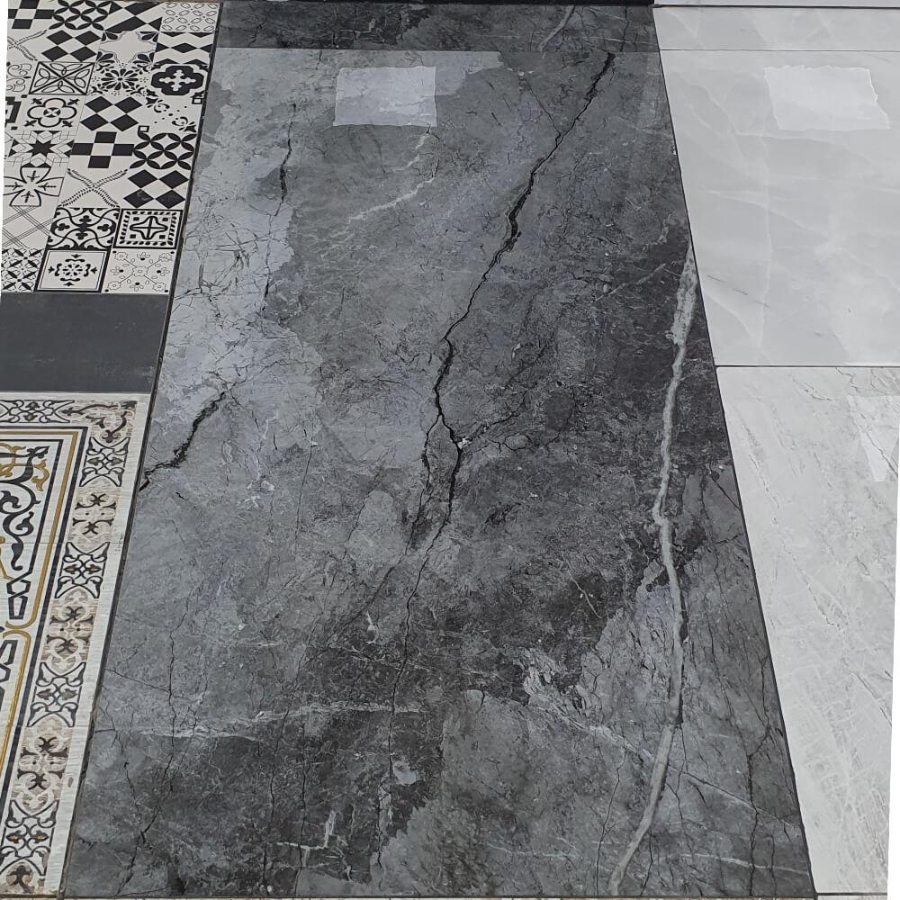 Orobico Grey Rectified Large Format Polished Stone Effect Porcelain 1200x2400mm Floor & Wall Tiles