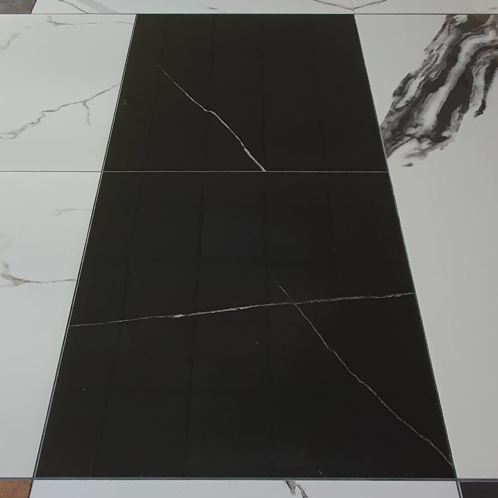 Passion Pulpis Black Rectified High Gloss Polished Stone Effect Porcelain 800x800mm Wall and Floor Tiles