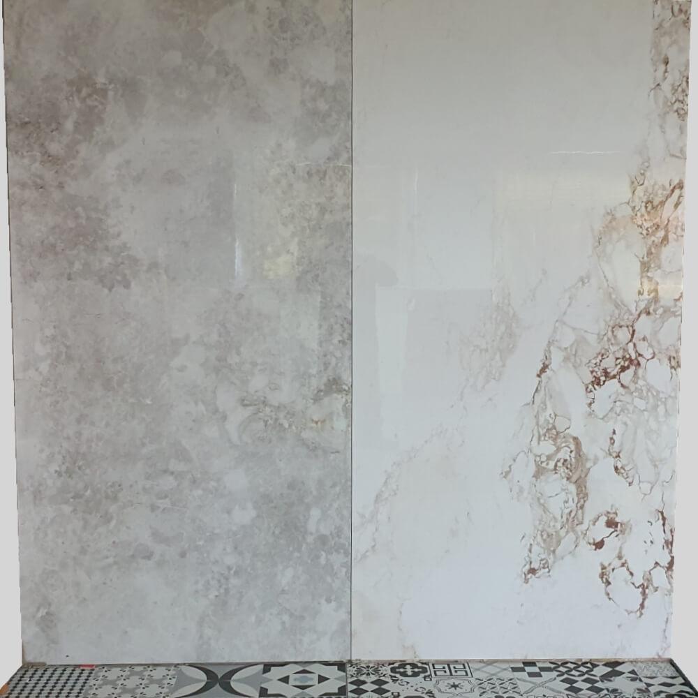 Sonata White Rectified Large Format Polished Stone Effect Porcelain 1200x2400mm Floor & Wall Tiles