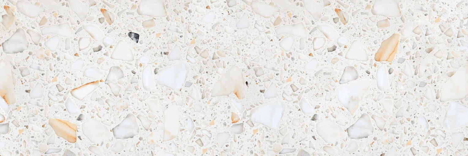 Terrazzo White 18mm rektyfikowany wielkoformatowy blat z polerowanego kamienia z efektem porcelany 800x2400mm Płytki 