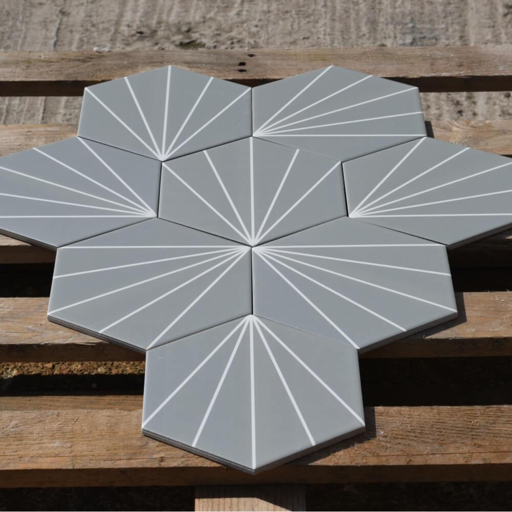 Tesla Starburst Hexagon Matt Ceramic 200x230mm Wall and Floor Tile