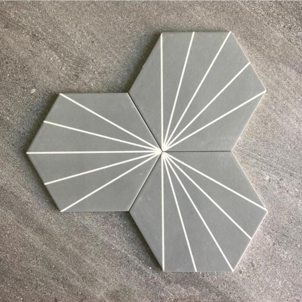 Tesla Starburst Hexagon Matt Ceramic 200x230mm Wall and Floor Tile