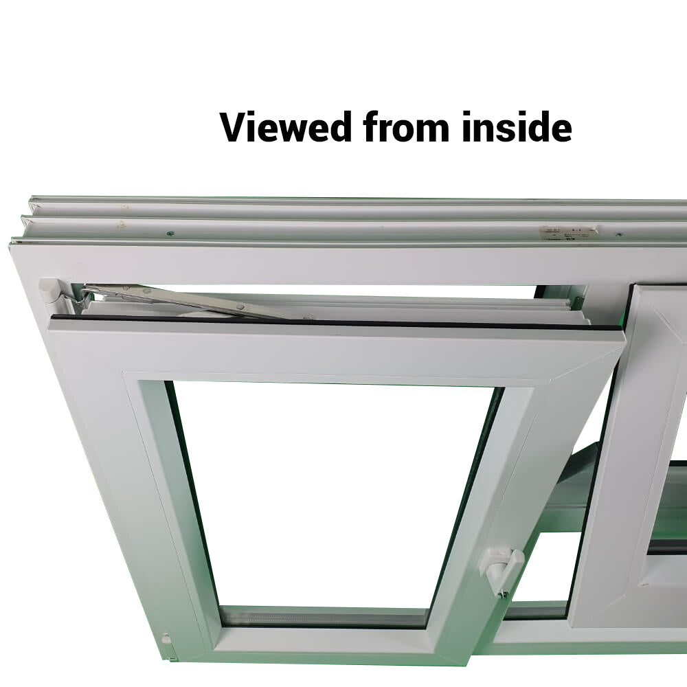 UPVC lewa lub prawa i górna zawieszona rama okienna z podwójnymi szybami i szkłem 70 mm UK 2 Uszczelka - wewnątrz biała na zewnątrz antracyt 