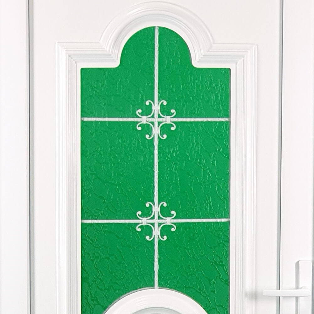 Set de uși frontale complet pre-atârnate alb PVC, 24 mm cu geam dublu, atârnat pe mâna dreaptă - (BAU 5-2 alb) 