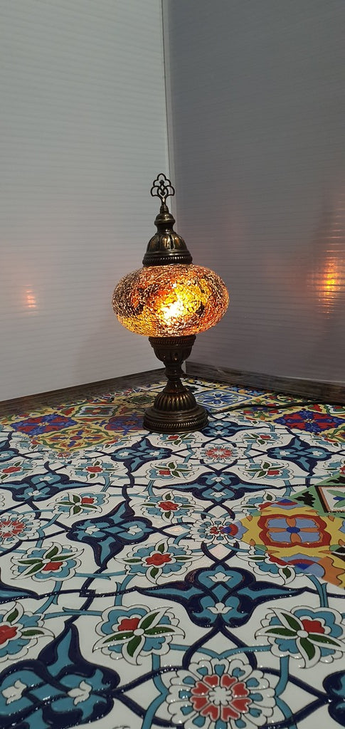 Amber Turkish Tiffany Mosaic Oriental Decorative Table Lamp LED Light
