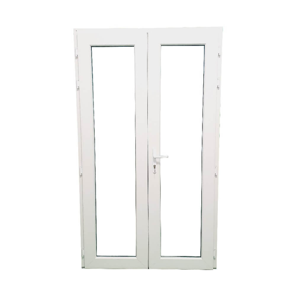 Białe francuskie drzwi tarasowe PCV 