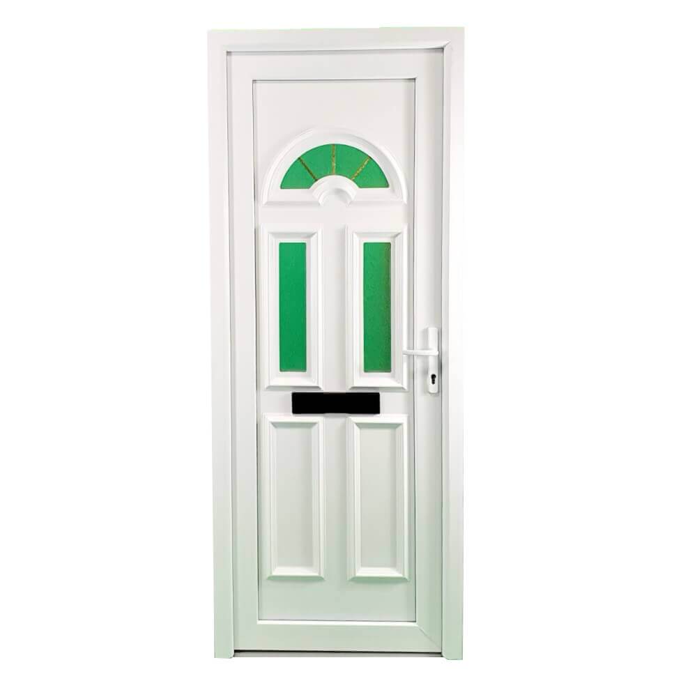 UPVC Biały, wstępnie zawieszony, pełny zestaw drzwi przednich 24 mm, podwieszany z prawej strony - (BAU 27 biały) 