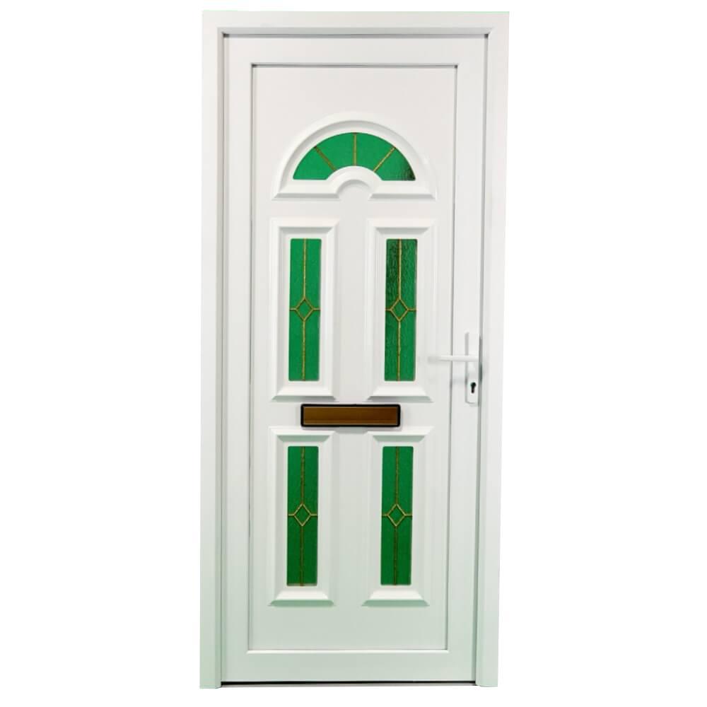 UPVC Biały, wstępnie zawieszony, pełny zestaw drzwi przednich 24 mm, podwieszany z prawej strony - (BAU 28 biały) 